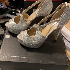 INC International Concepts Women's Silver High Heel Sandals